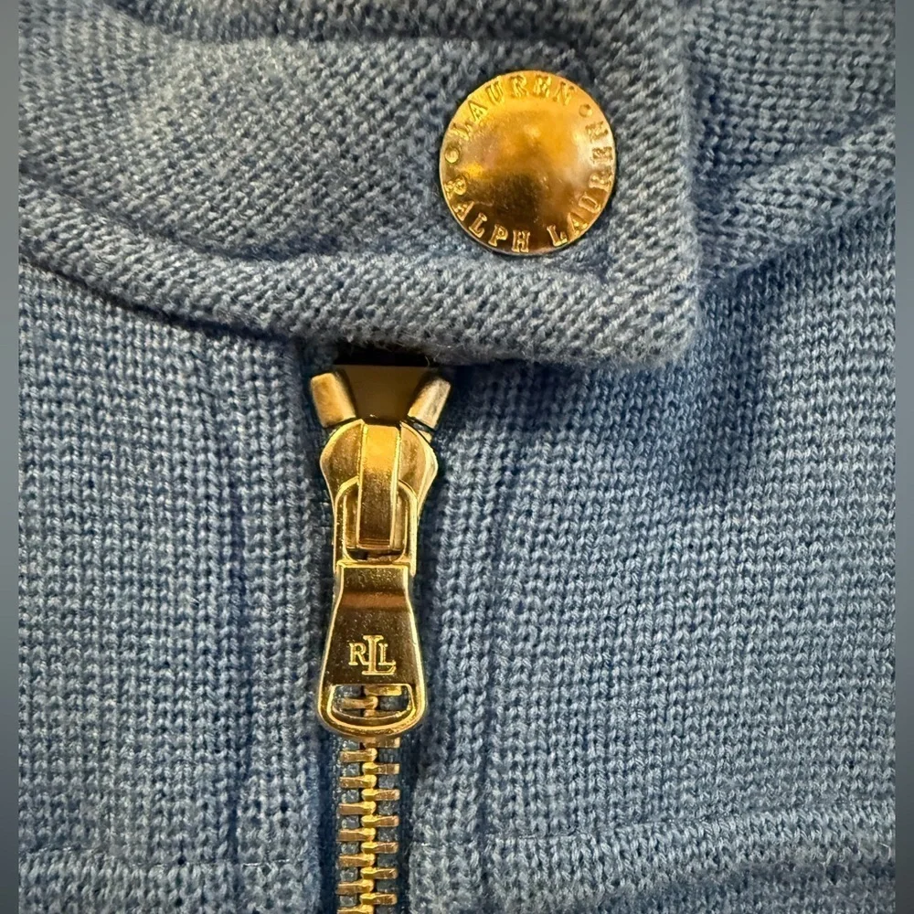 Lauren Ralph Lauren Blue Knit Cardigan Sweater Jacket, Size 1X - Picture 6 of 7